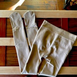 Fleece lined tan tights leggings